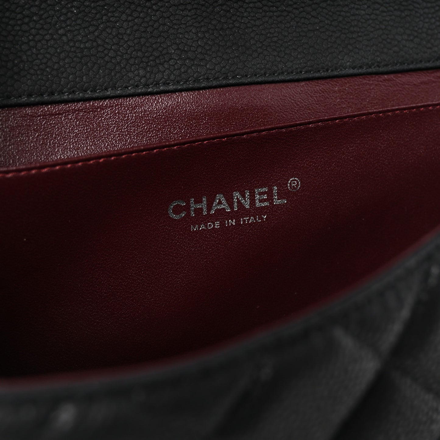 Iridescent Caviar Quilted Clutch With Chain Flap Black