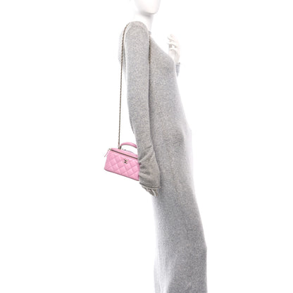 Chanel Lambskin Quilted Small Top Handle Vanity Case With Chain Lilac Light Green 2 of 10