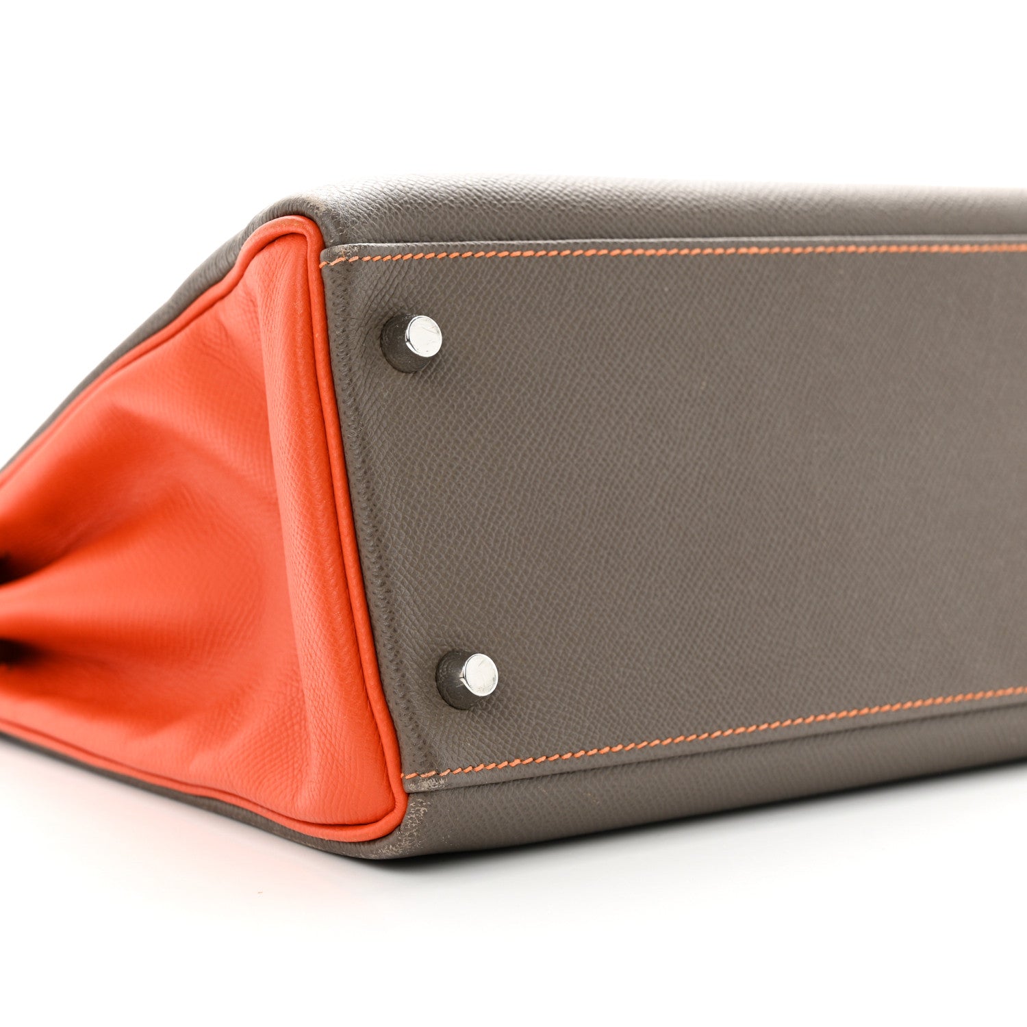 Hermes Epsom Horseshoe Kelly Retourne 32 Etain Feu 9 of 17