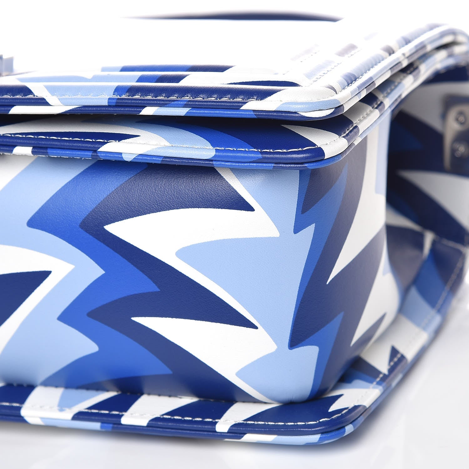 Chanel Printed Calfskin Medium Boy Flap Blue White 9 of 10