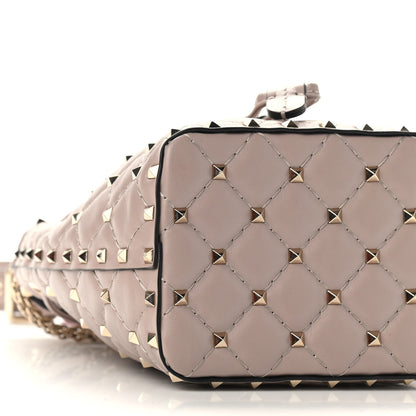 Valentino Garavani Lambskin Mini Rockstud Spike Bucket Bag Poudre 7 of 8