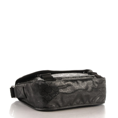Gucci Imprime Monogram Medium Double Buckle Flap Messenger Bag Black 4 of 7