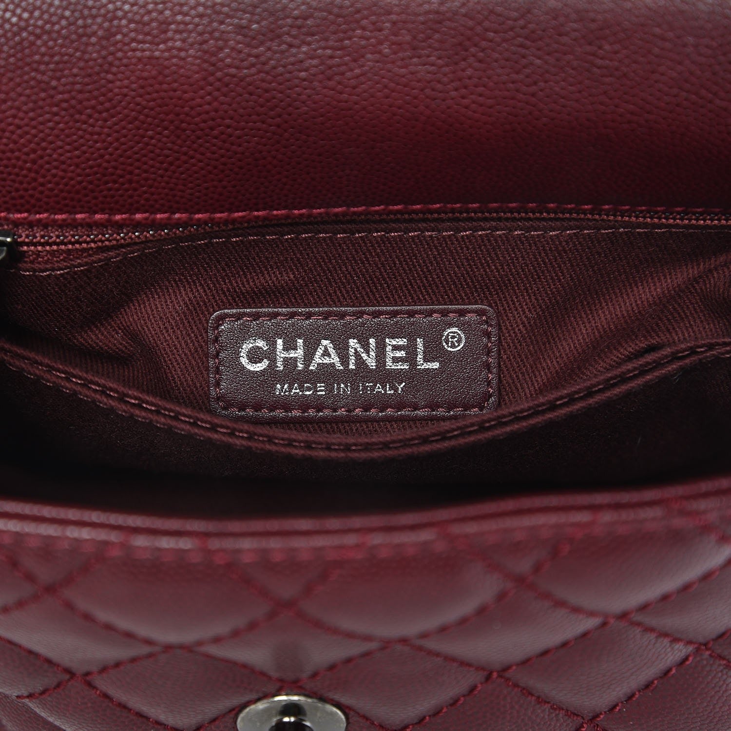 Chanel Caviar Quilted Mini Coco Handle Flap Burgundy 7 of 9