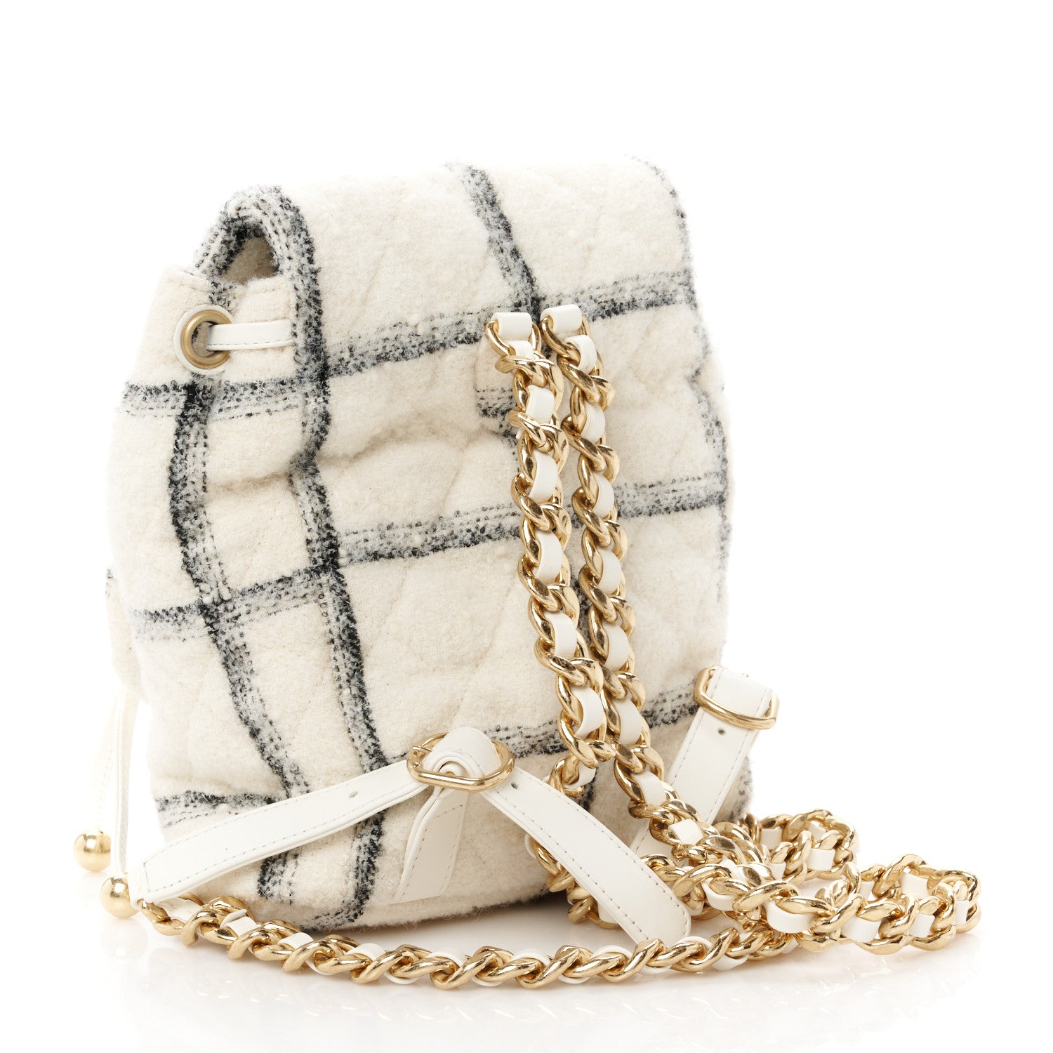 Chanel Wool Tweed Elegant Backpack Ecru Black 3 of 10