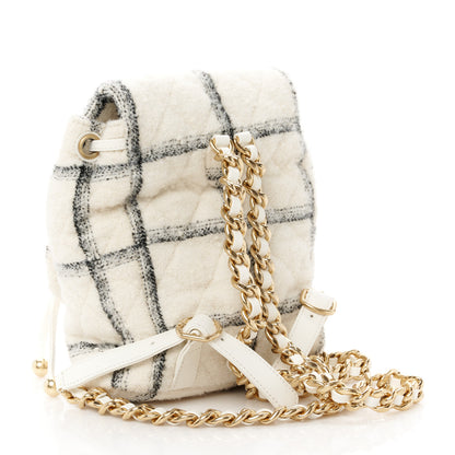 Chanel Wool Tweed Elegant Backpack Ecru Black 3 of 10
