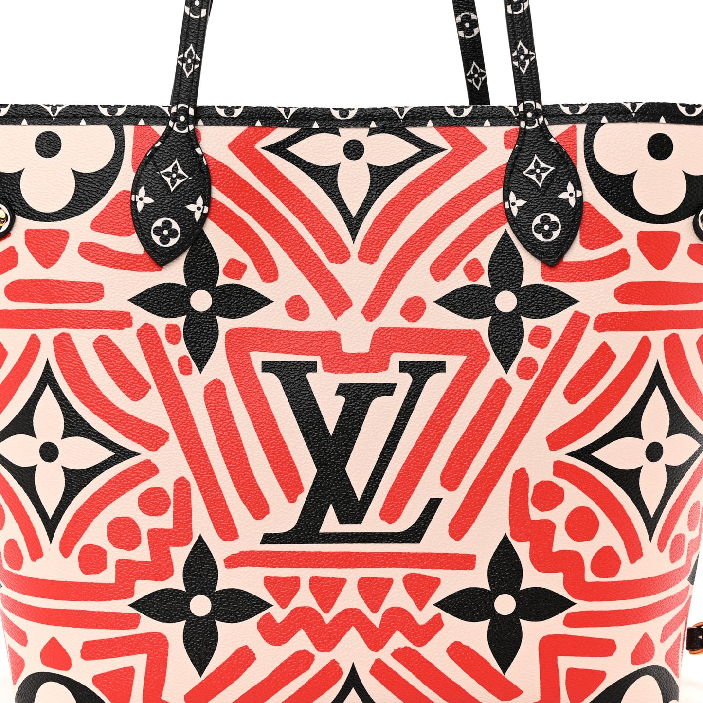 Monogram Giant Crafty Neverfull MM Creme Rouge Black