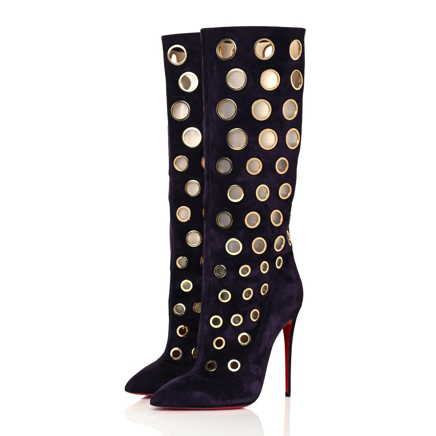 Christian Louboutin Suede Eyelet Apollo Boots 38 Purple 3 of 6