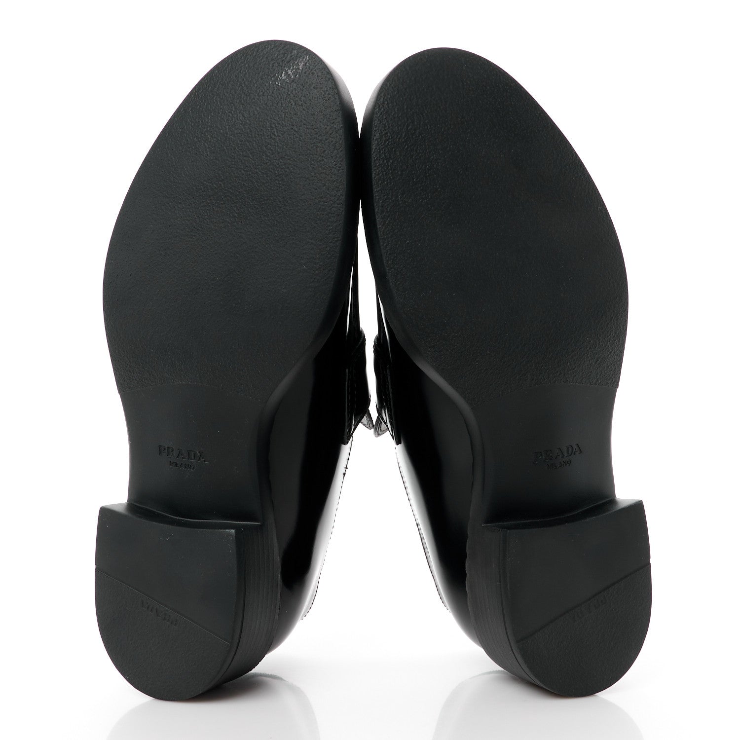 Prada Spazzolato Metal Triangle Logo 50mm Lug Sole Loafers 39 Black 5 of 11