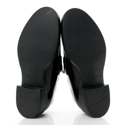 Prada Spazzolato Metal Triangle Logo 50mm Lug Sole Loafers 39 Black 5 of 11
