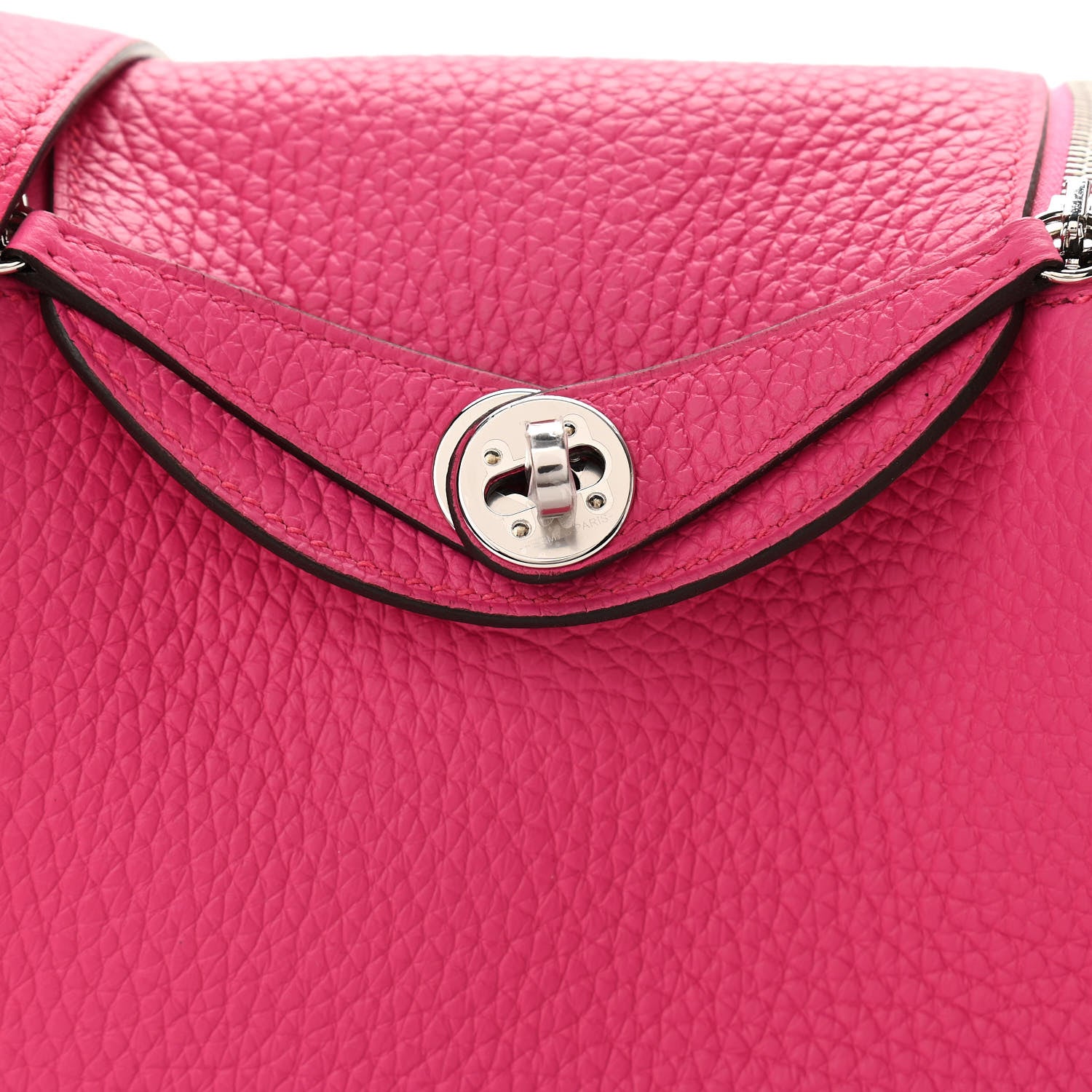 Hermes Taurillon Clemence Mini Lindy 20 Rose Shocking 7 of 9
