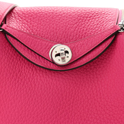 Hermes Taurillon Clemence Mini Lindy 20 Rose Shocking 7 of 9