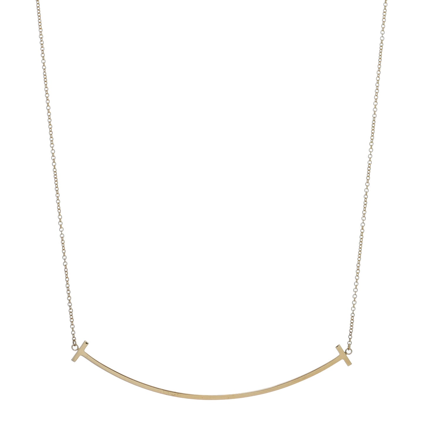 18K Yellow Gold Large T Smile Pendant Necklace