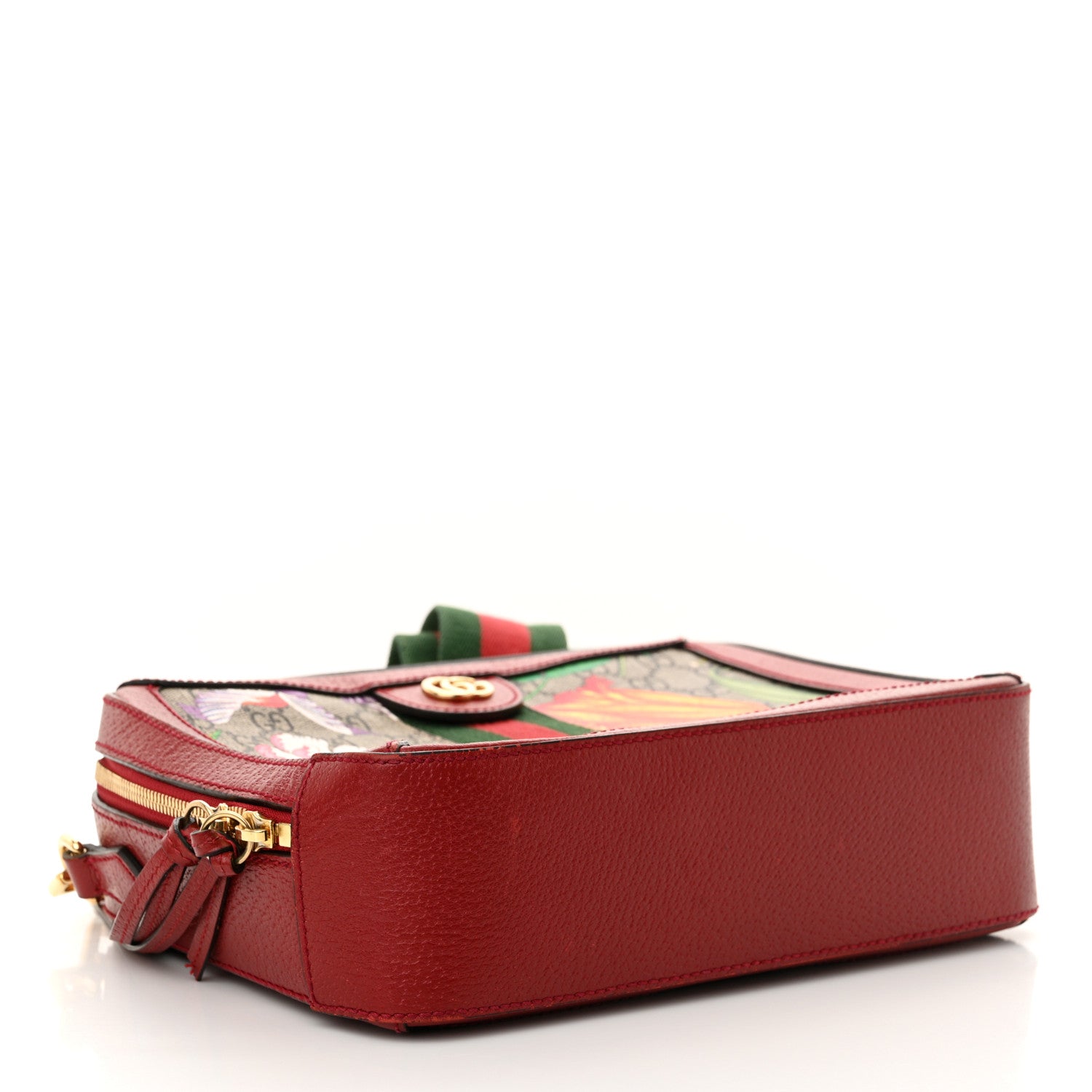 Gucci GG Supreme Monogram Flora Web Small Ophidia Top Handle Shoulder Bag Hibiscus Red 4 of 23