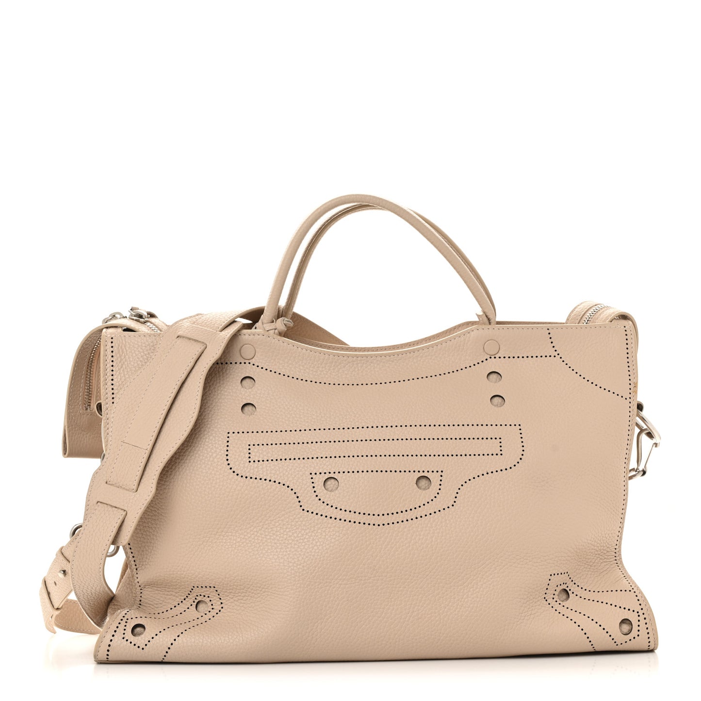 Veau Soyeux Perforated Blackout Hardware City Beige Poudre