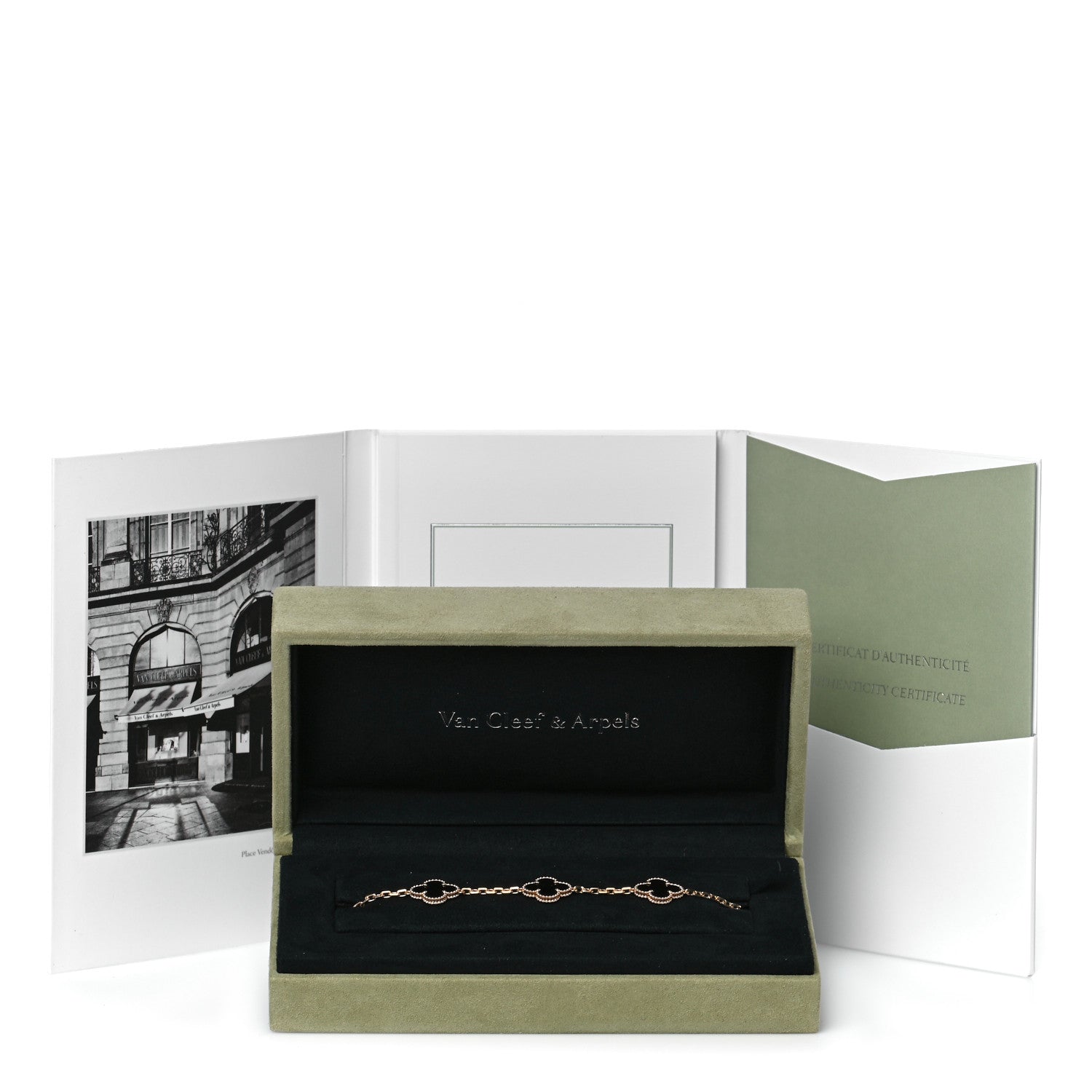 Van Cleef & Arpels 18K Yellow Gold Black Onyx 5 Motifs Vintage Alhambra Bracelet 7 of 7