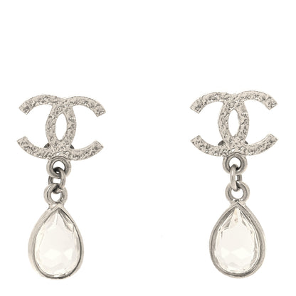 Chanel Crystal CC Tear Drop Earrings Silver 1 of 5