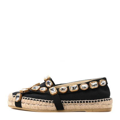 Gucci Canvas Crystal Embellished Espadrilles 36 Black 1 of 10