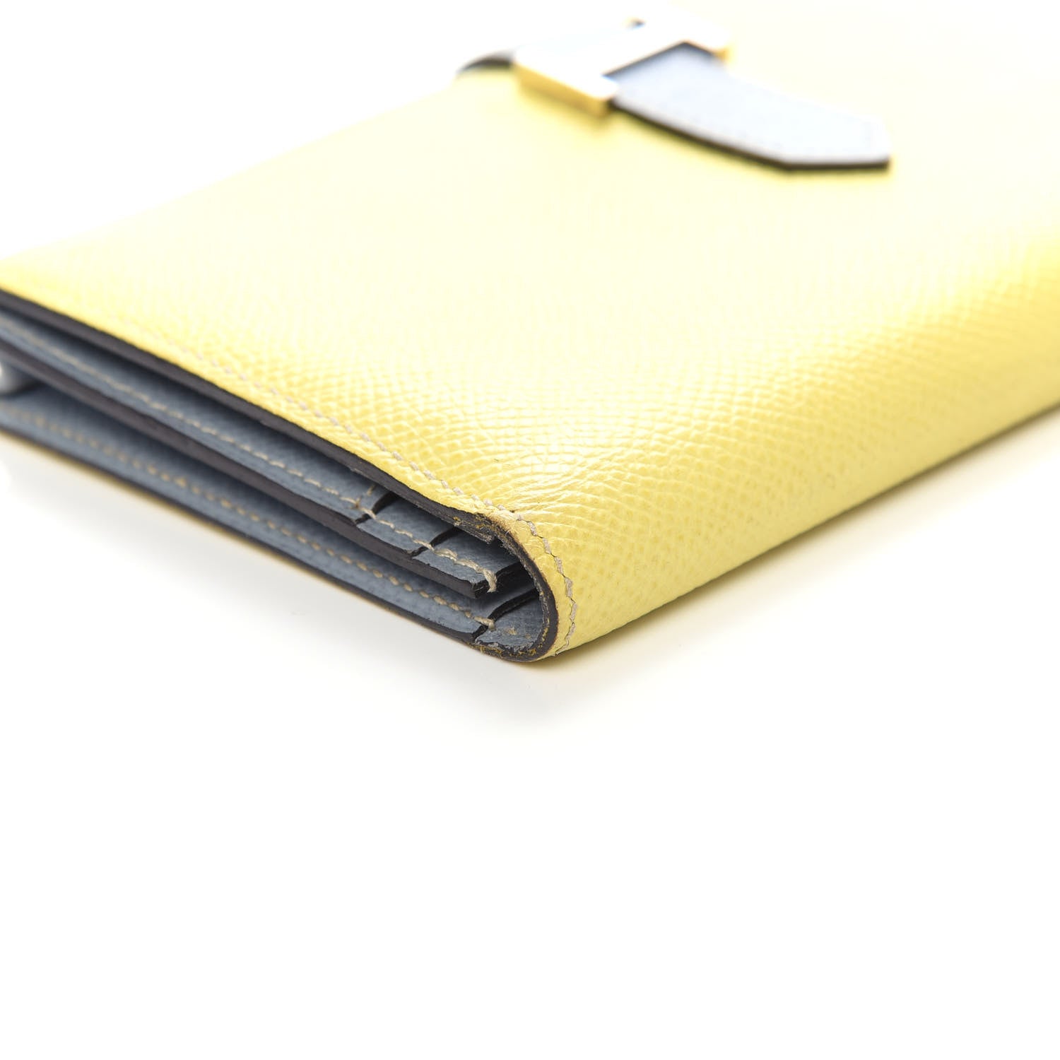 Hermes Epsom Bi-Color Bearn Gusset Wallet Lime Bleu Lin 7 of 8