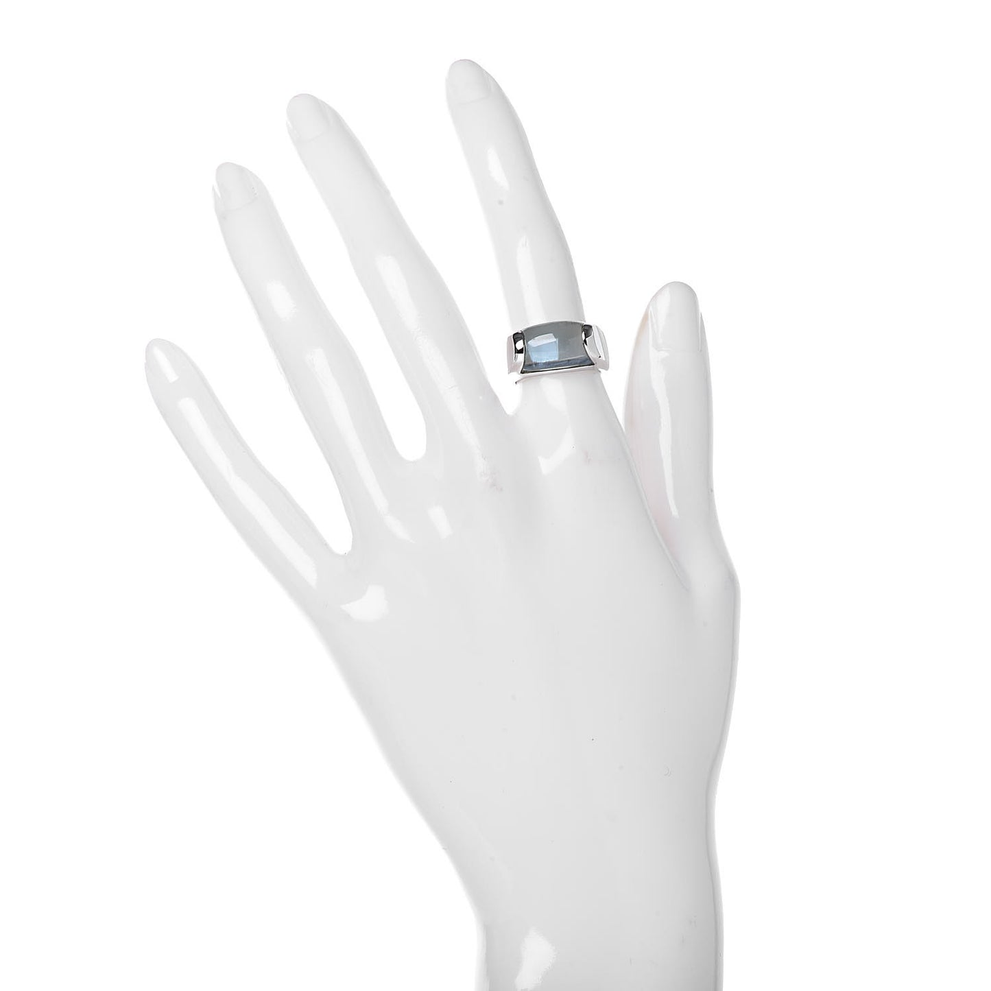 18K White Gold Blue Topaz Tronchetto Ring 49 4.75