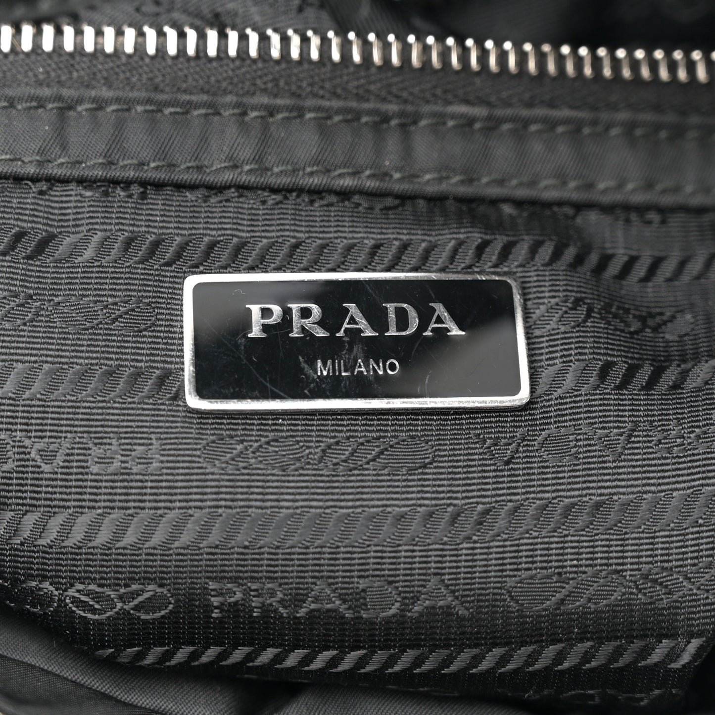 Re-Nylon Nappa Triangle Quilted Padded Double Handled Zip Pocket Tote Black