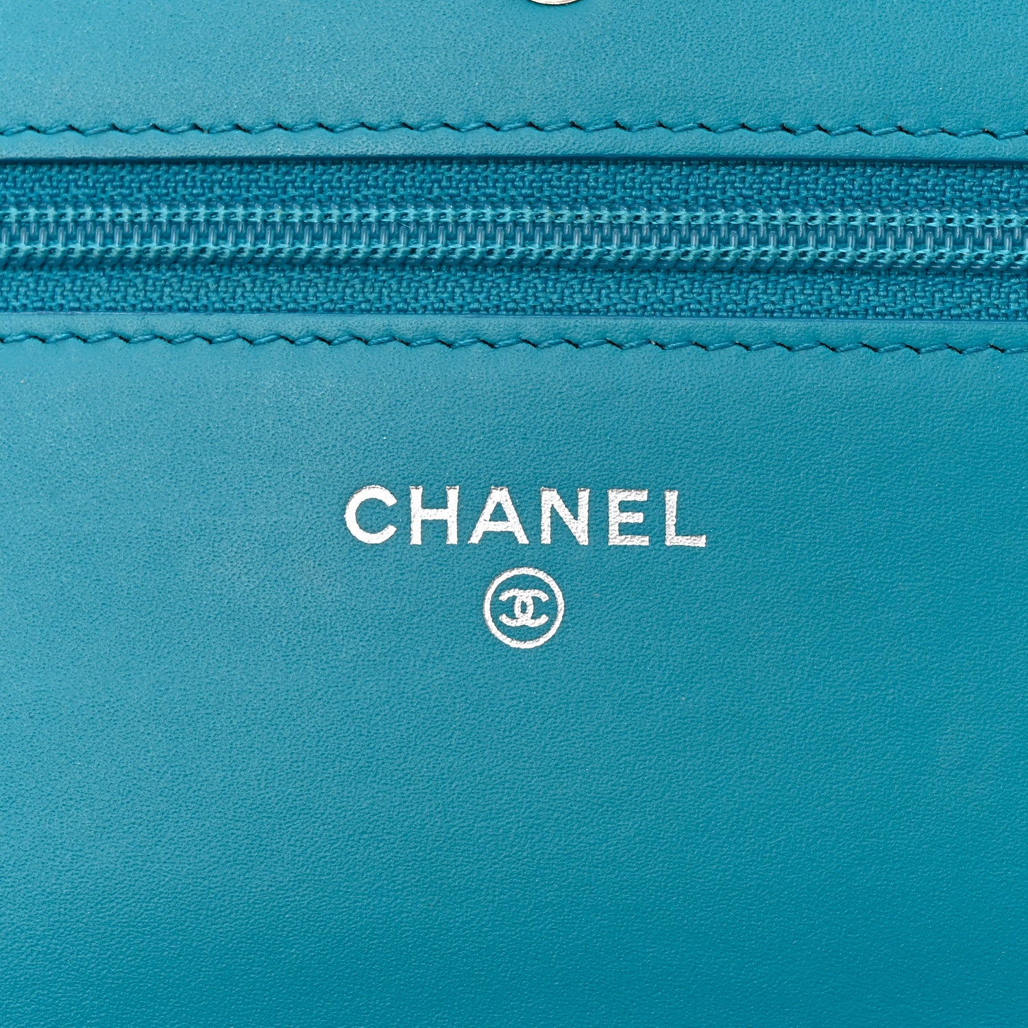 Chanel Patent Quilted Wallet On Chain WOC Turquoise Blue 6 of 13