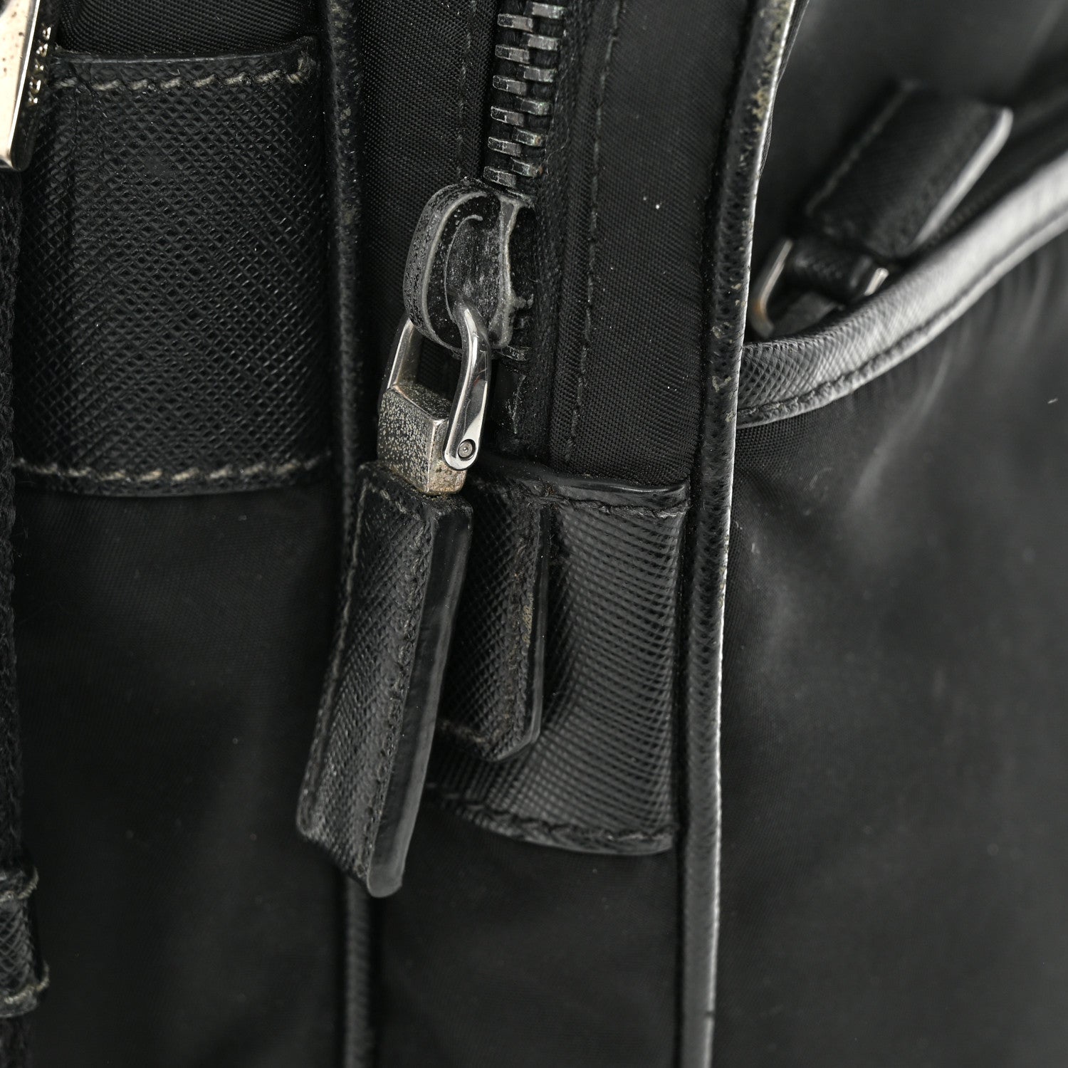 Prada Tessuto Nylon Saffiano Front Pocket Zip Messenger Black 12 of 19