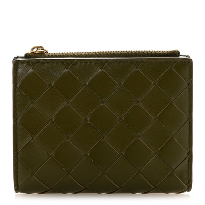 Bottega Veneta Nappa Intrecciato Small Bi-Fold Zip Wallet Kaki Fondent 1 of 8
