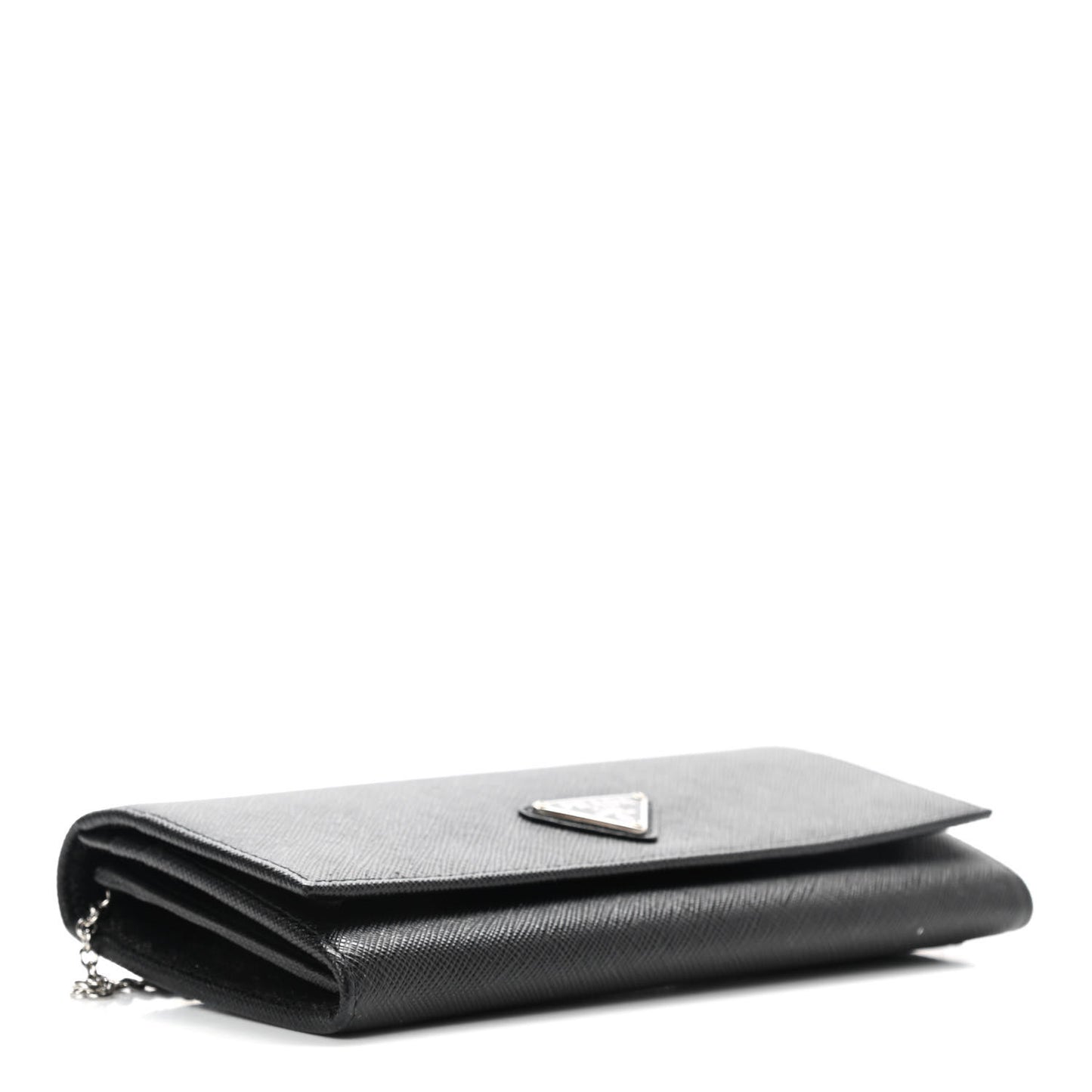 Saffiano Triangle Logo Continental Flap Travel Wallet Black