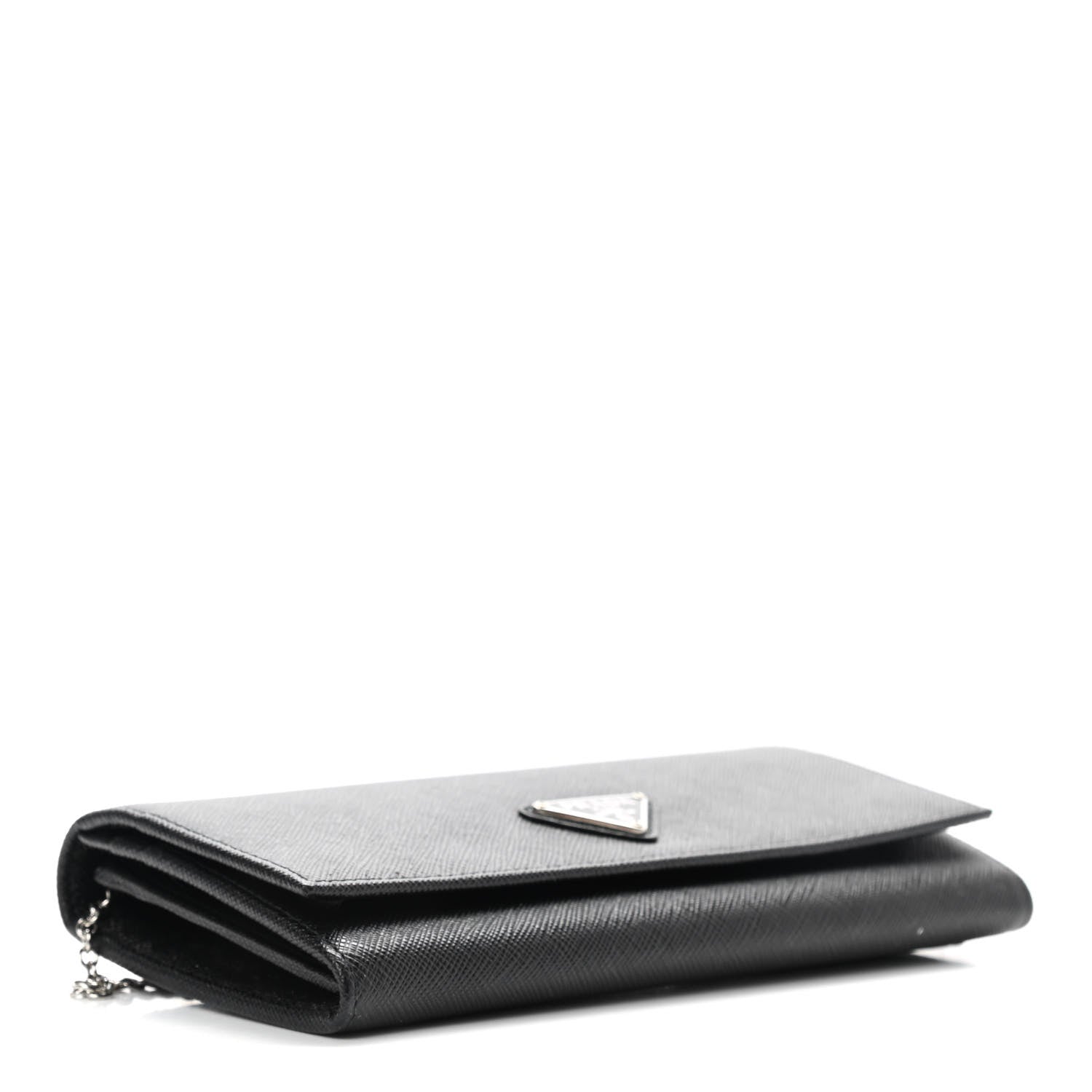 Prada Saffiano Triangle Logo Continental Flap Travel Wallet Black 5 of 7
