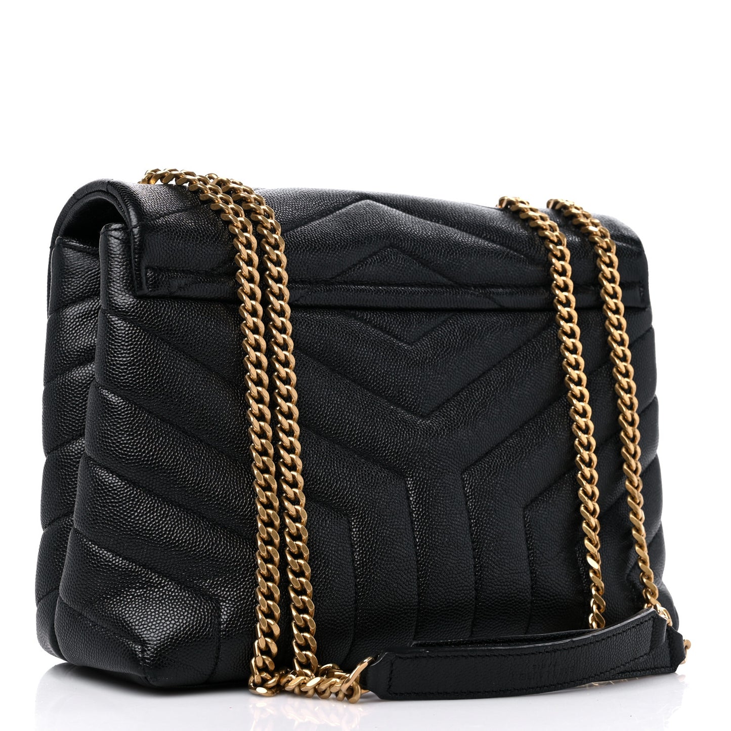 Grain de Poudre Calfskin Y Quilted Monogram Small Loulou Chain Satchel Black