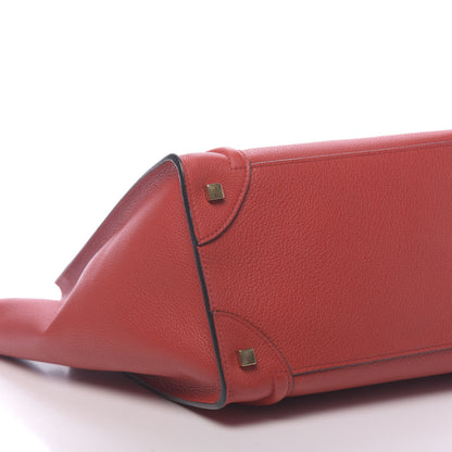 Celine Drummed Calfskin Mini Luggage Coquelicot 7 of 9