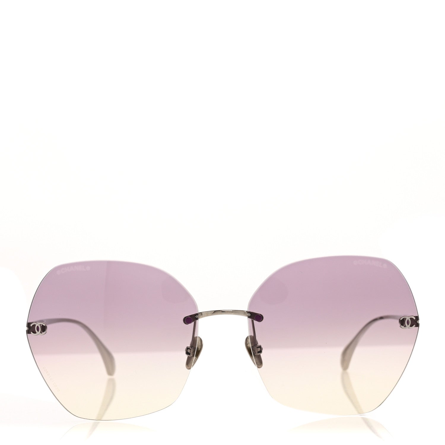 Chanel Titanium Polarized Rimless Square Sunglasses 4271-T Gold Pink 2 of 7