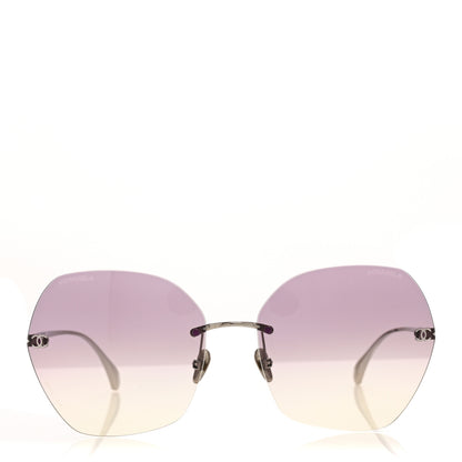 Chanel Titanium Polarized Rimless Square Sunglasses 4271-T Gold Pink 2 of 7