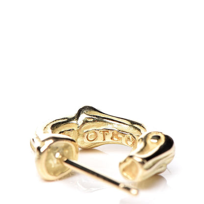 Tiffany 18K Yellow Gold Mini Bamboo Hoop Earrings 4 of 5
