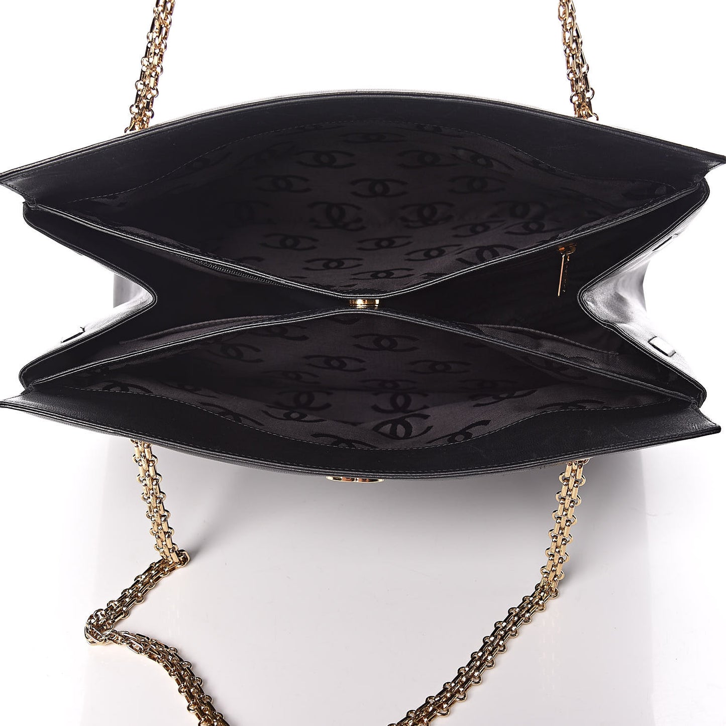 Lambskin Double Stitch Quilted Tote Black
