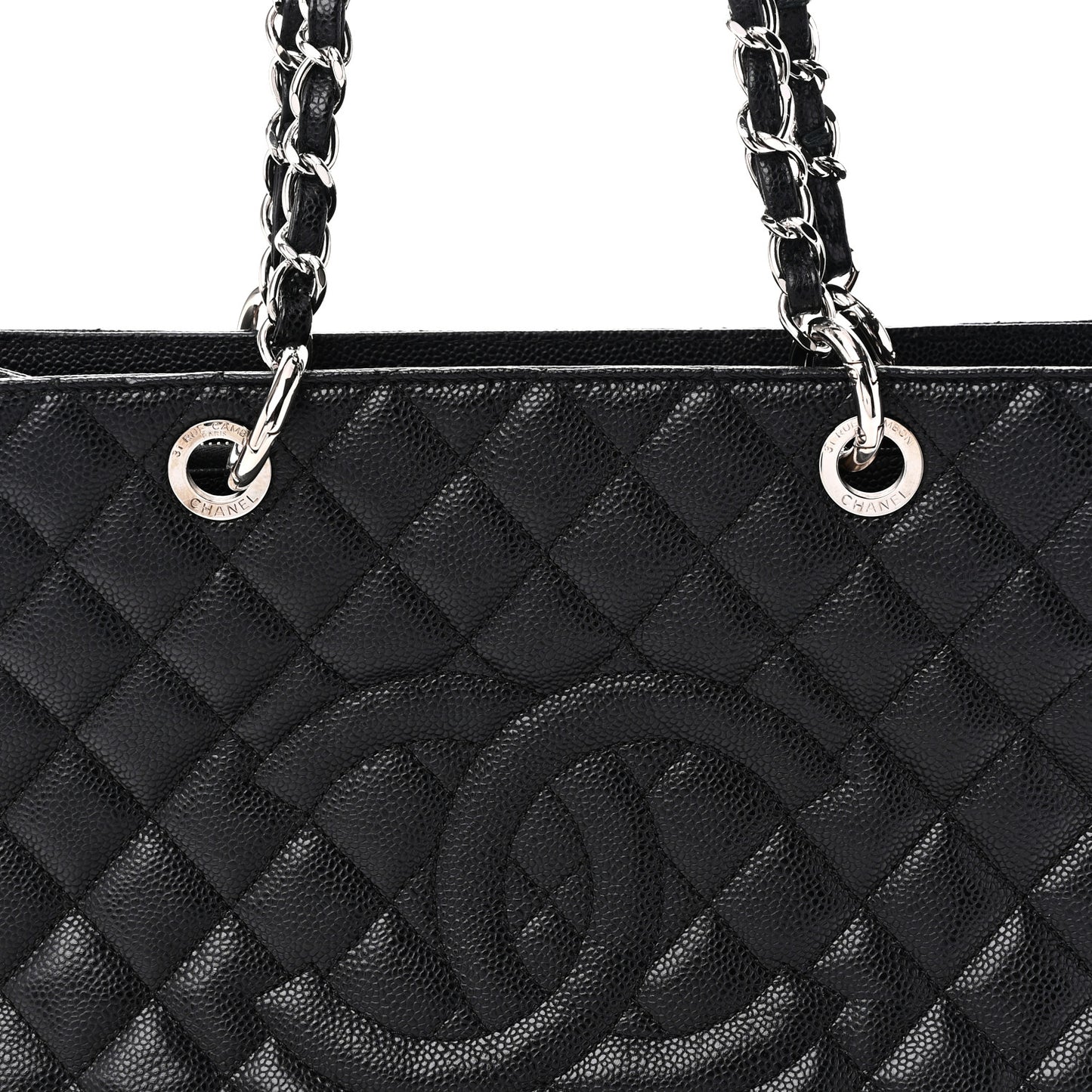 Caviar Quilted Grand Shopping Tote GST Black