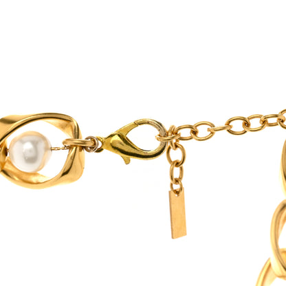 Saint Laurent Resin Pearl Chain Link Necklace Gold 5 of 6