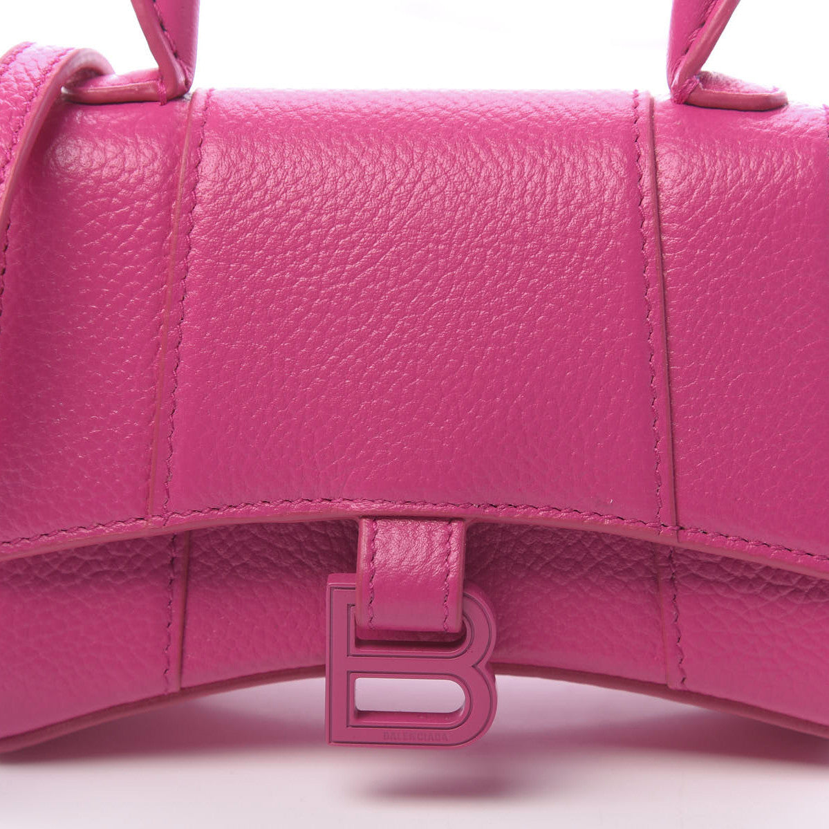 Balenciaga Grained Calfskin Tonal B Hourglass Top Handle Bag Mini Fuchsia 11 of 11