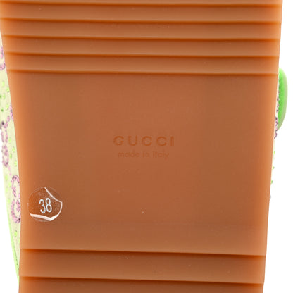 Gucci GG New Canvas Nappa Crystal Womens Slide Sandals With Straps 38 Purple Green 8 of 9