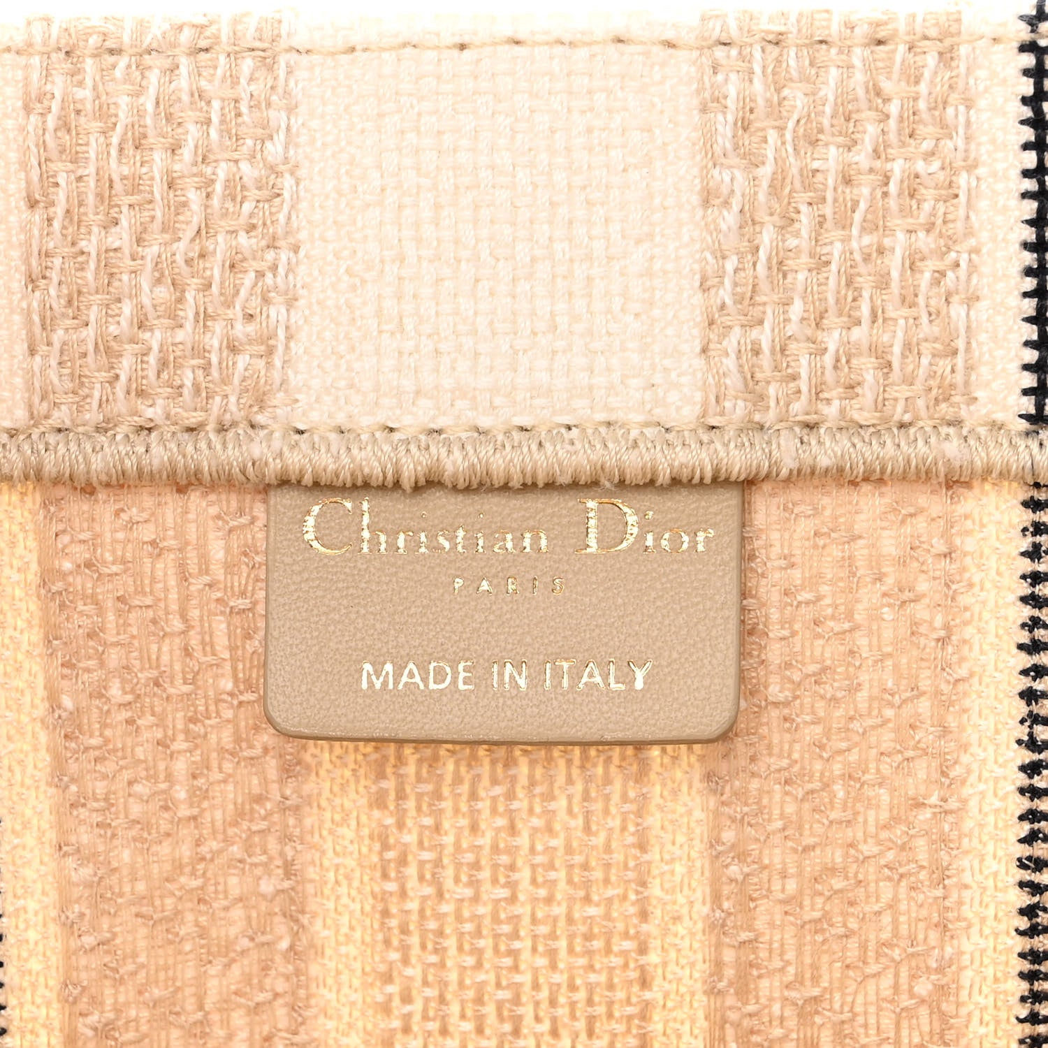 Christian Dior Canvas Embroidered Large Stripes Book Tote Beige 6 of 11