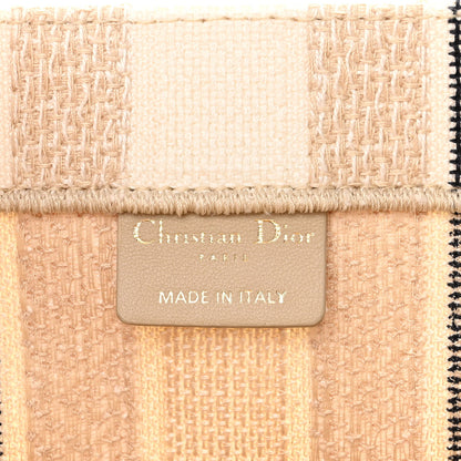 Christian Dior Canvas Embroidered Large Stripes Book Tote Beige 6 of 11