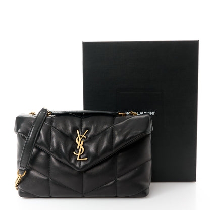 Saint Laurent Lambskin Quilted Toy Loulou Puffer Monogram Chain Satchel Black 12 of 12