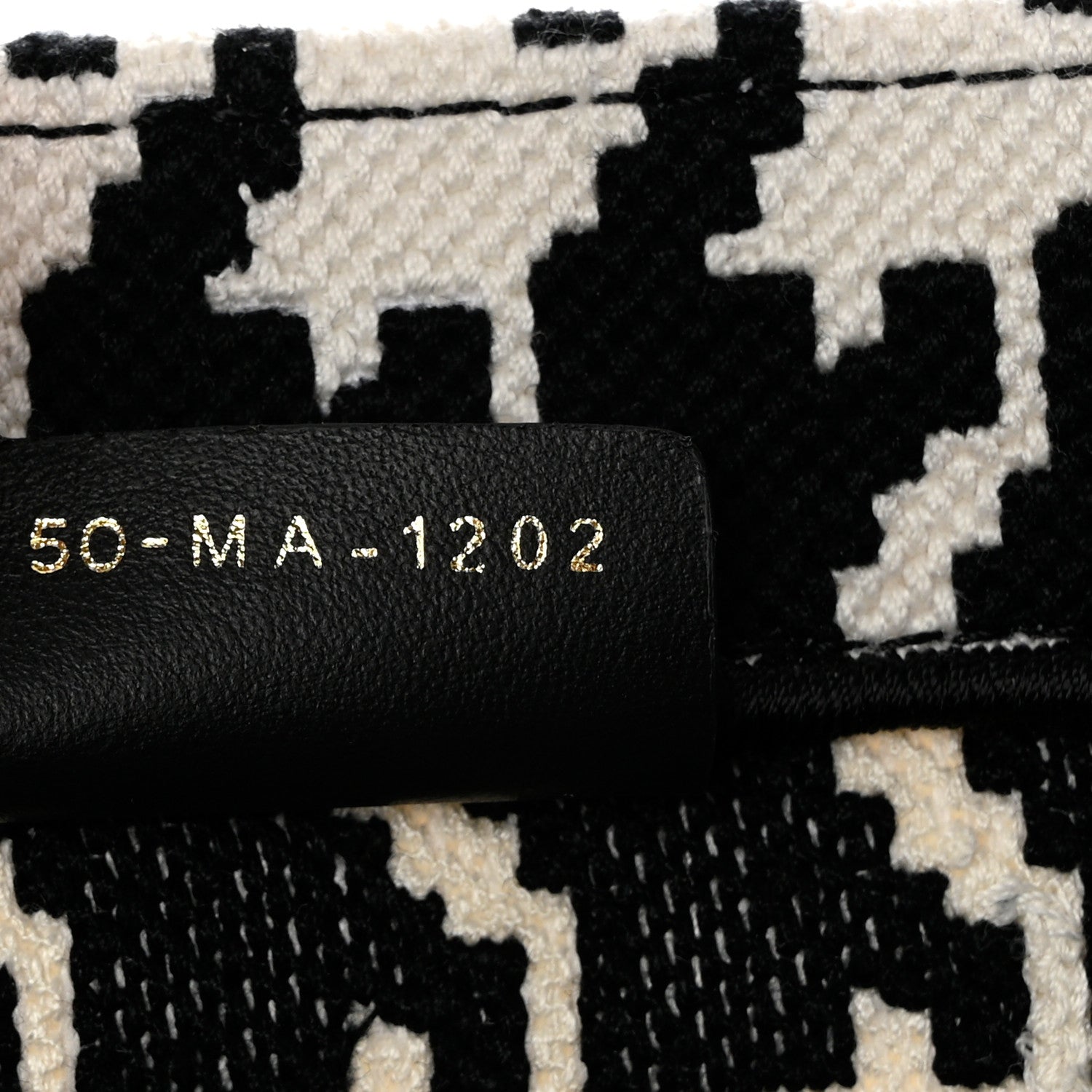 Christian Dior Canvas Macro Houndstooth Embroidered Medium Book Tote Black White 6 of 9