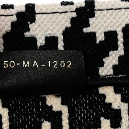 Christian Dior Canvas Macro Houndstooth Embroidered Medium Book Tote Black White 6 of 9
