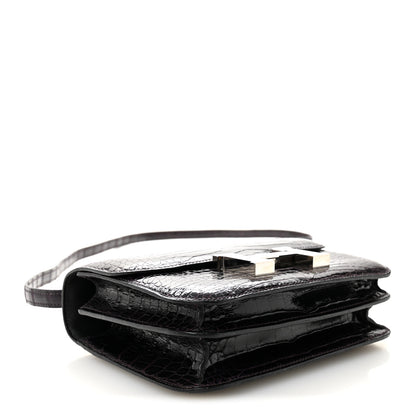 Hermes Shiny Alligator Enamel Constance 18 Prunoir Bleu Saint Cyr 4 of 10