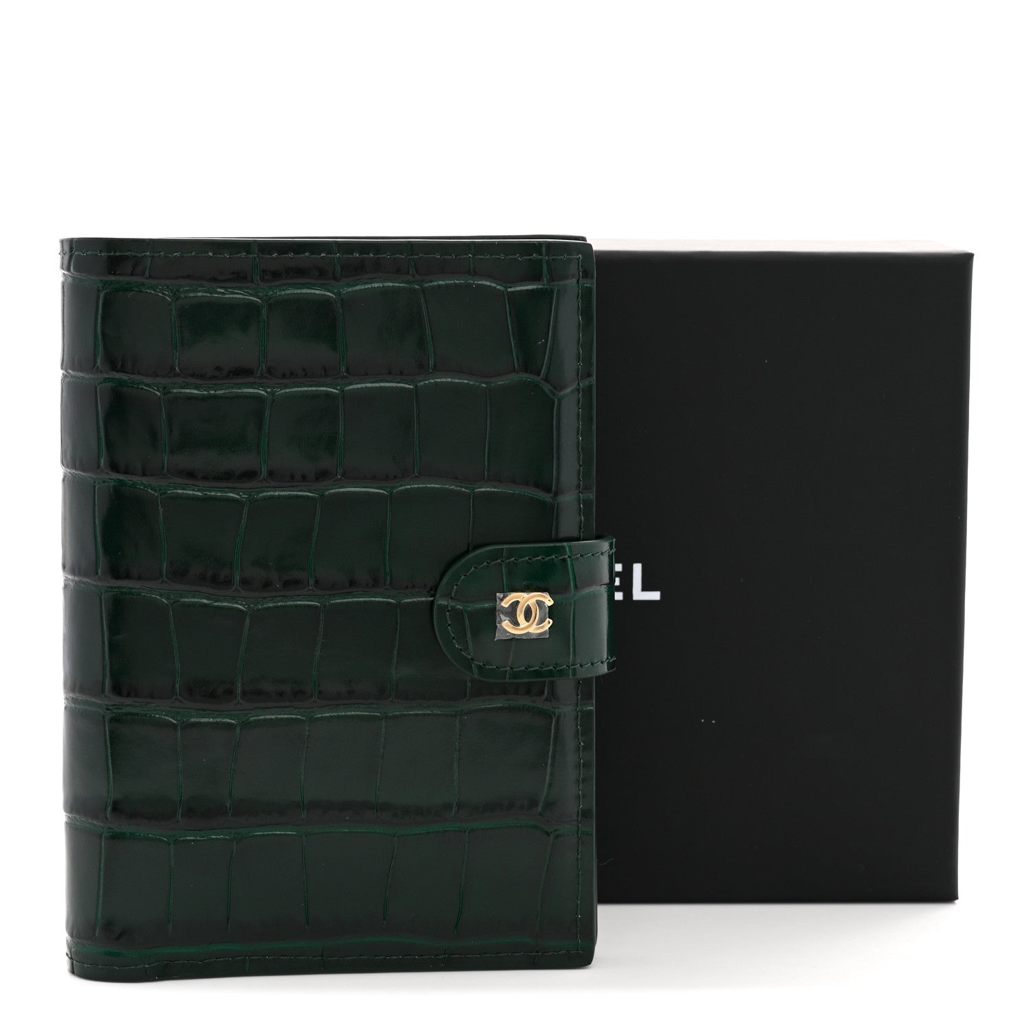 Chanel Calfskin Crocodile Embossed Crococo Passport Holder Emerald 8 of 8