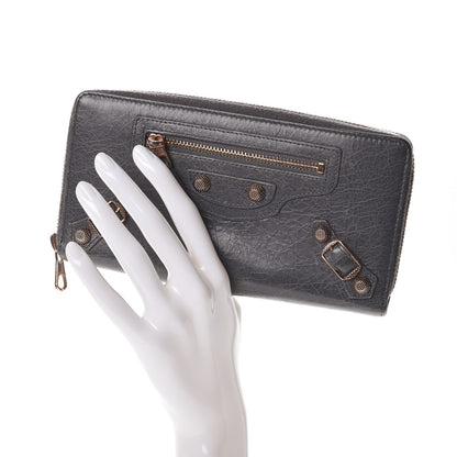 Balenciaga Agneau Giant 12 Rose Gold Hardware Continental Zip Around Wallet Gris Tarmac 2 of 9