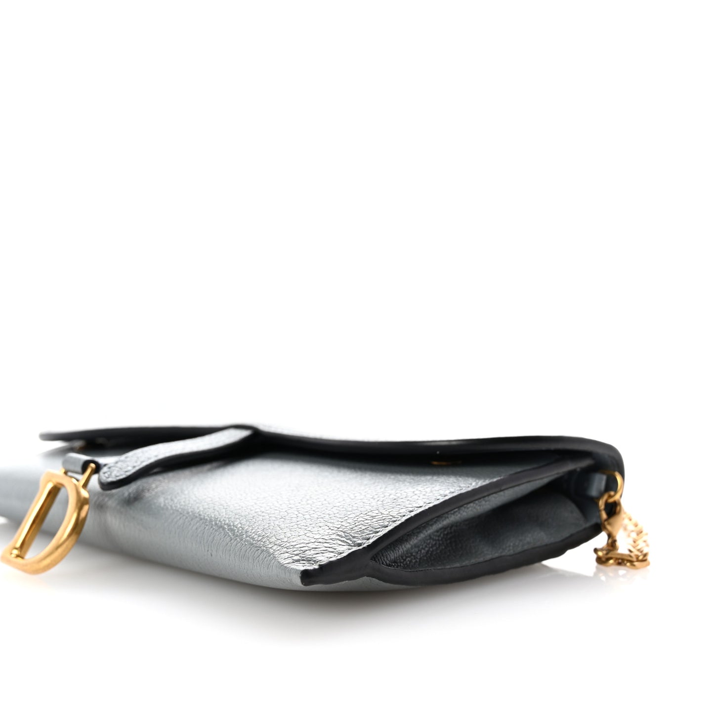 Goatskin Saddle Chain Wallet Pouch Cloud Blue