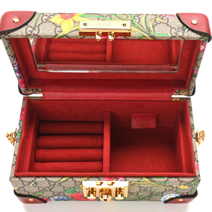 Gucci GG Supreme Monogram Flora Padlock Jewelry Case Red 7 of 14