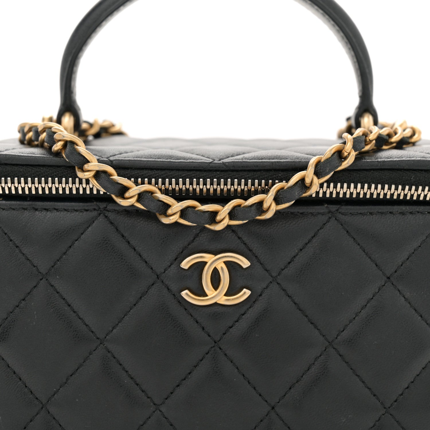 Chanel Lambskin Quilted Small Top Handle Vanity Case With Chain Black 8 of 10